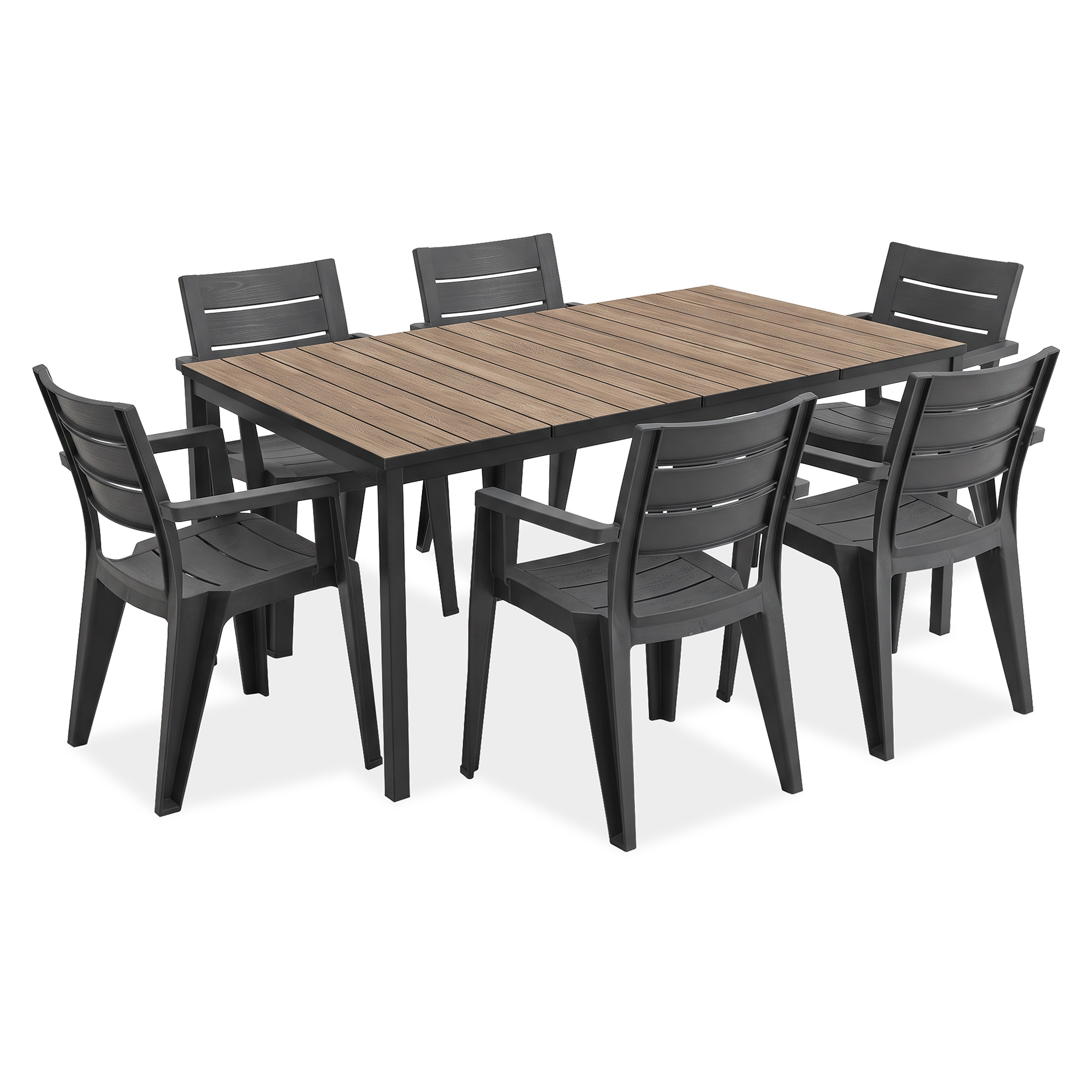 Komplet jadalniany JULIE/PORTO 160 6+1 Graphite Black Ashwood - Keter