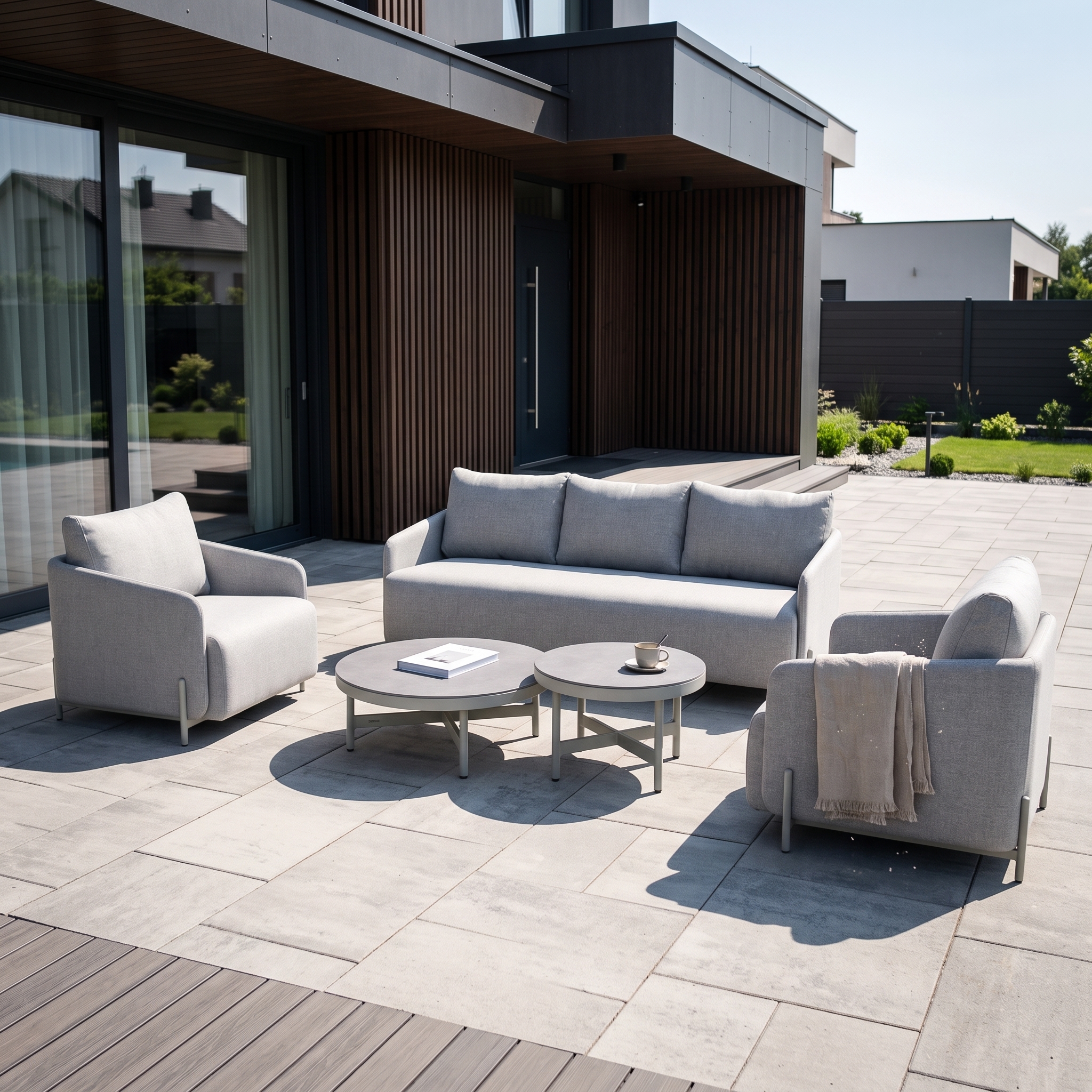 Zestaw ogrodowy AURA CAFFE Melange Grey - Furrore — aranżacja