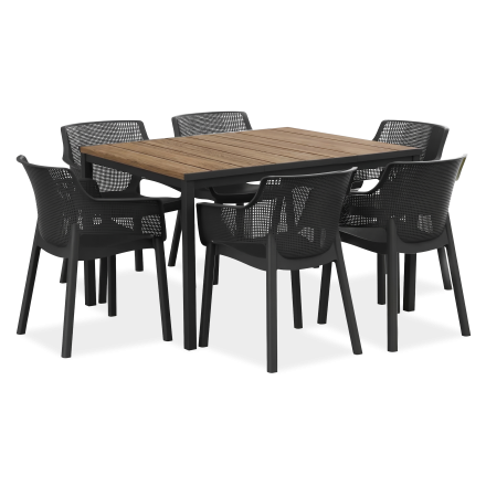 Zestaw jadalniany ELISA/PORTO 6+1 Graphite Ashwood Black Steel - Keter