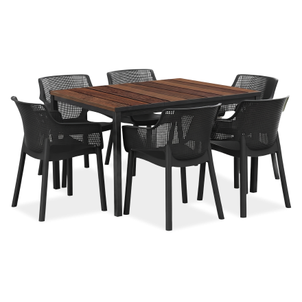 Zestaw ogrodowy ELISA/PORTO 6+1 Graphite Walnut Black Steel - Keter