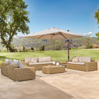 zestaw ogrodowy jakarta caffe max beige na tarasie w słoneczny dzień