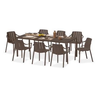 Zestaw ogrodowy Nardi TIBERINA/TEVERE 8+1 z rozkładanym stołem 147–211 cm, Terra