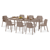 Zestaw ogrodowy Nardi TIBERINA/TEVERE 8+1 z rozkładanym stołem 147–211 cm, Tortora