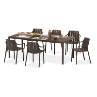 Zestaw ogrodowy Nardi TIBERINA/TEVERE 6+1 z rozkładanym stołem 147–211 cm, Terra