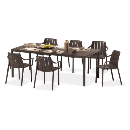 Zestaw ogrodowy Nardi TIBERINA/TEVERE 6+1 z rozkładanym stołem 147–211 cm, Terra