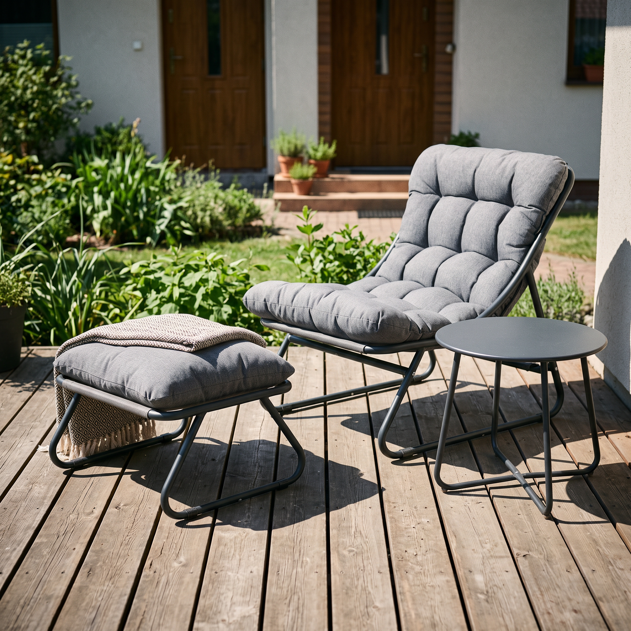 Zestaw ogrodowy z stolikiem VISTA RELAX PLUS Dark Grey - Bjørkka — aranżacja