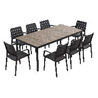 Zestaw jadalniany PORTO 200 8+1 Graphite Black Ashwood - Keter