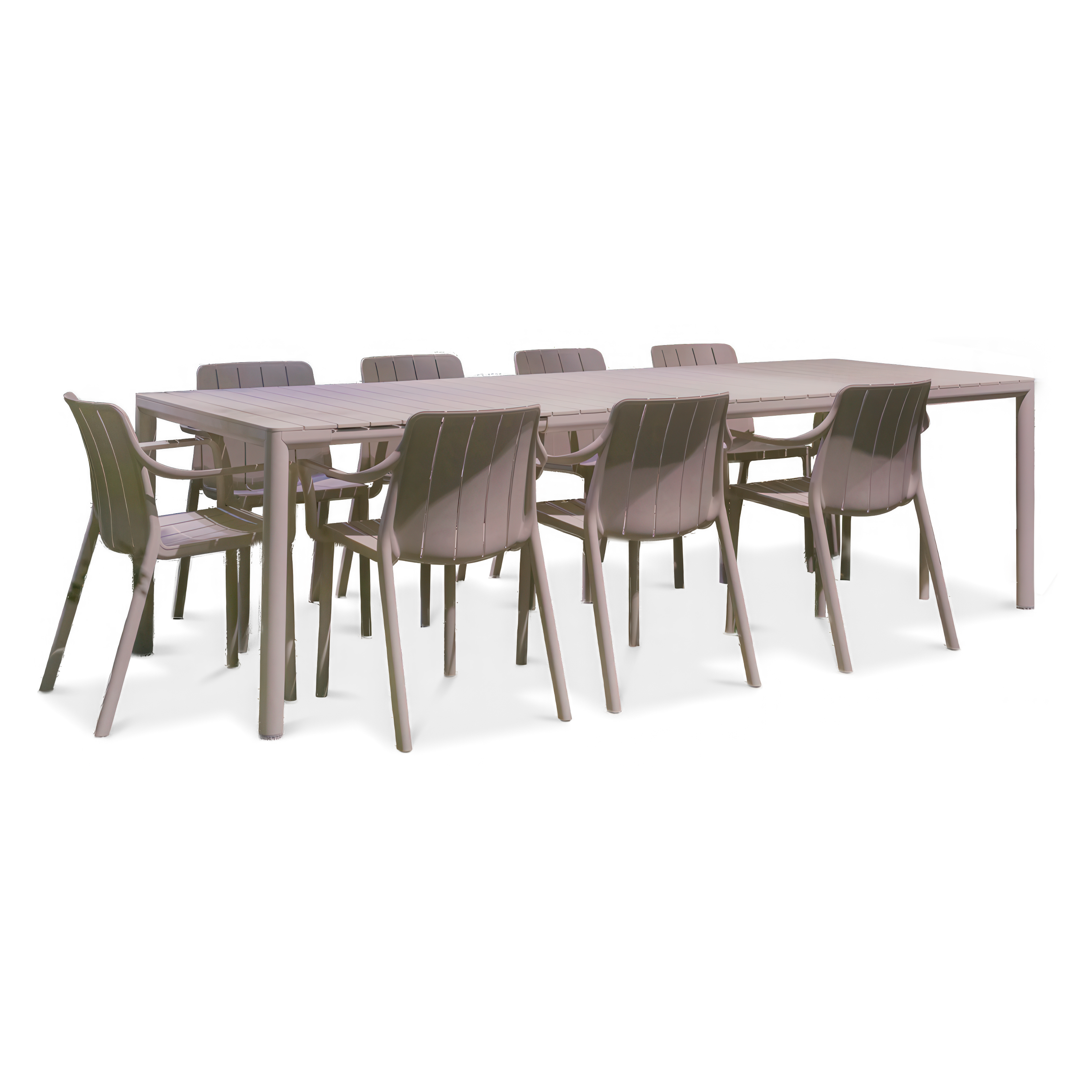 miniatura zestawu trasowego Nardi TIBERINA/TEVERE 8+1 z rozkładanym stołem 210-275 cm, Tortora