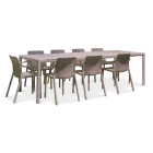 miniatura zestawu trasowego Nardi TIBERINA/TEVERE 8+1 z rozkładanym stołem 210-275 cm, Tortora