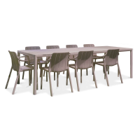 Zestaw tarasowy Nardi TIBERINA/TEVERE 8+1 z rozkładanym stołem 210-275 cm, Tortora