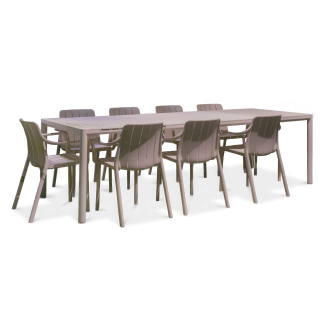 miniatura zestawu trasowego Nardi TIBERINA/TEVERE 8+1 z rozkładanym stołem 210-275 cm, Tortora