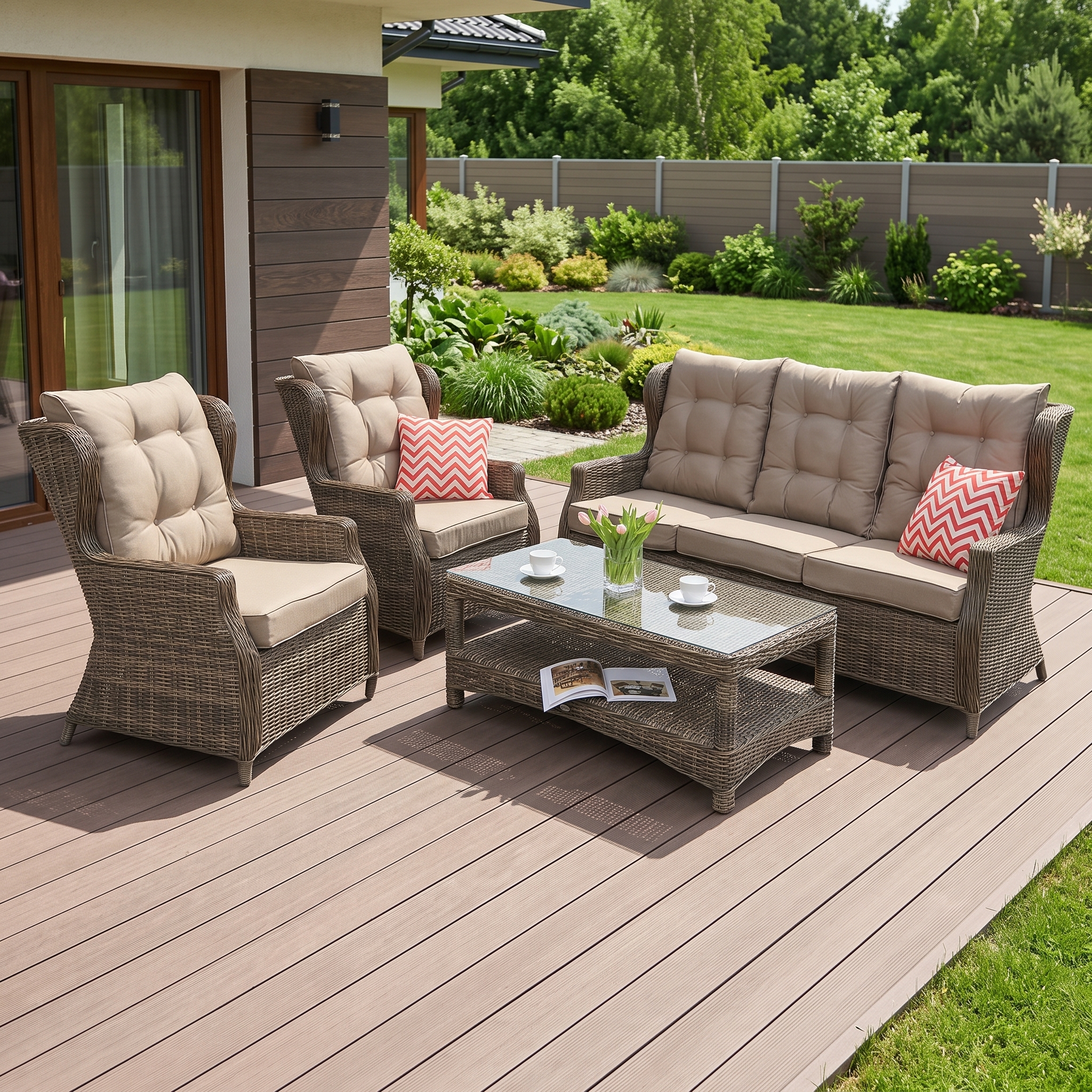 Zestaw technorattanowy TRIVENTO 3 Brown — aranżacja