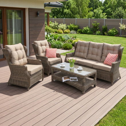 Zestaw technorattanowy TRIVENTO 3 Brown — aranżacja