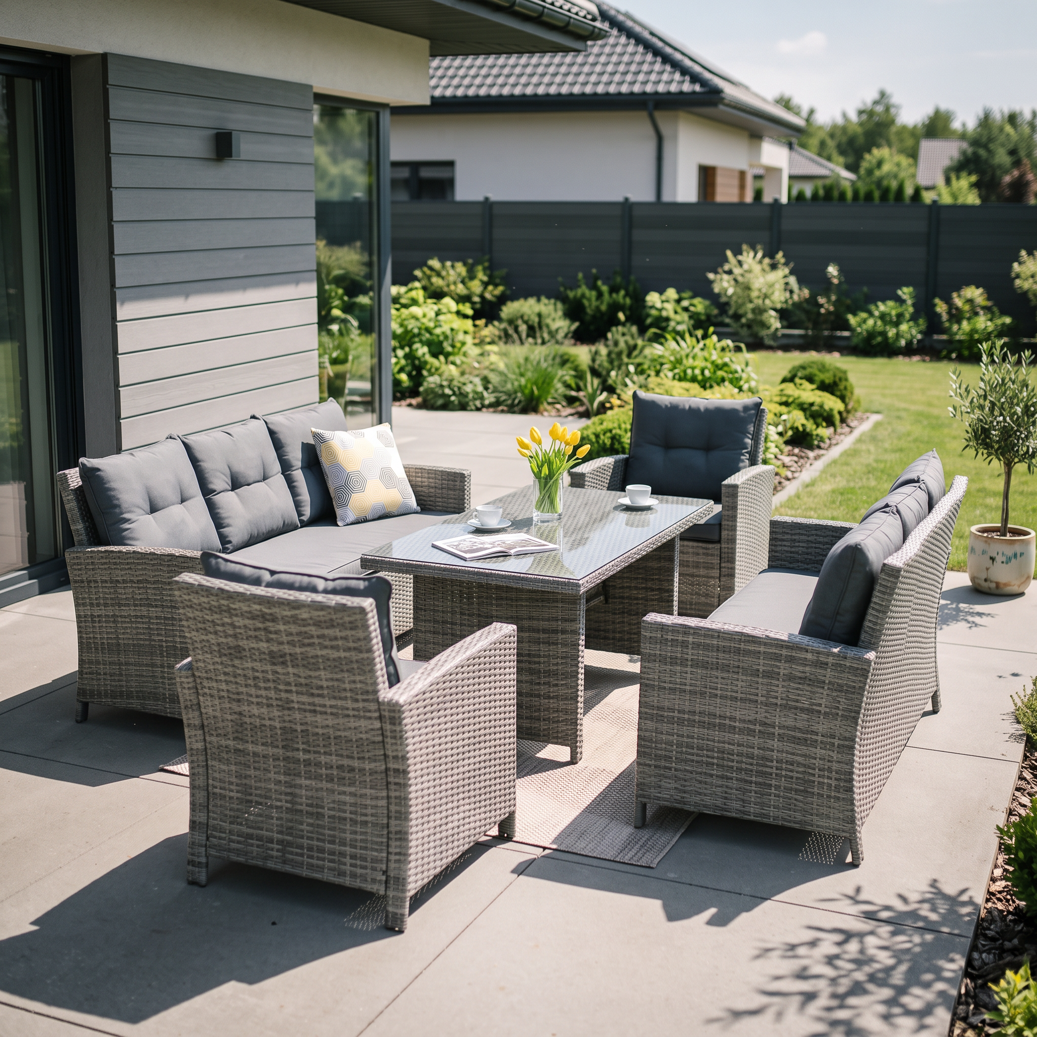 Zestaw z technorattanu IBIZA FAMILY Grey — aranżacja
