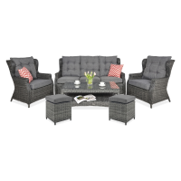Zestaw technorattanowy TRIVENTO 3 + PUFY Dark Grey