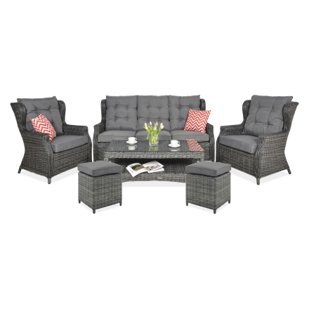 Zestaw technorattanowy TRIVENTO 3 + PUFY Dark Grey