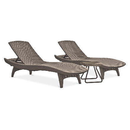 Zestaw leżaków ogrodowych PACIFIC 2 szt. + Stolik Cappuccino - Keter