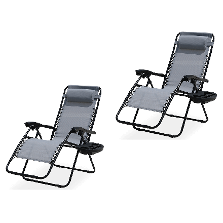 Zestaw leżaków składanych na ogród - LAGUNA Light Grey 2szt. - Focus Garden