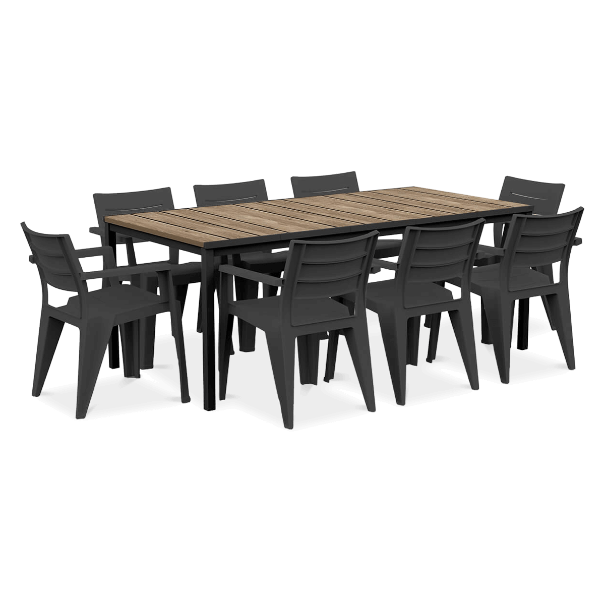 Zestaw jadalniany ogrodowy JULIE/PORTO 200 w odcieniach grafitu