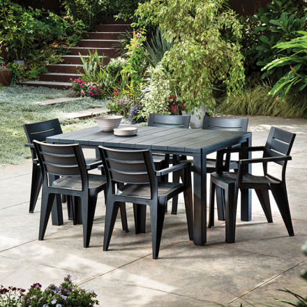 Zestaw jadalniany na taras dla sześciu osób - JULIE 6+1 Graphite - Keter - Aranżacja