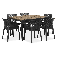 Zestaw jadalniany ELISA/PORTO 160 cm Graphite Ashwood Black Steel - Keter