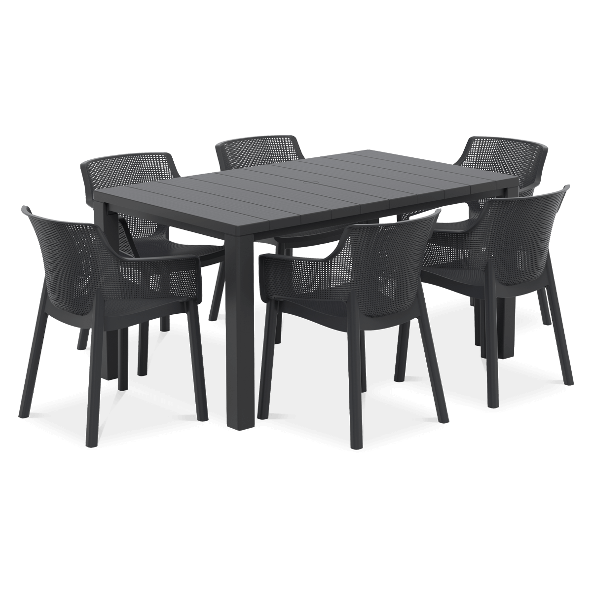 zestaw jadalniany na taras keter elisa/julie - sześć krzeseł i stół jadalniany, zestaw w kolorze czarnym