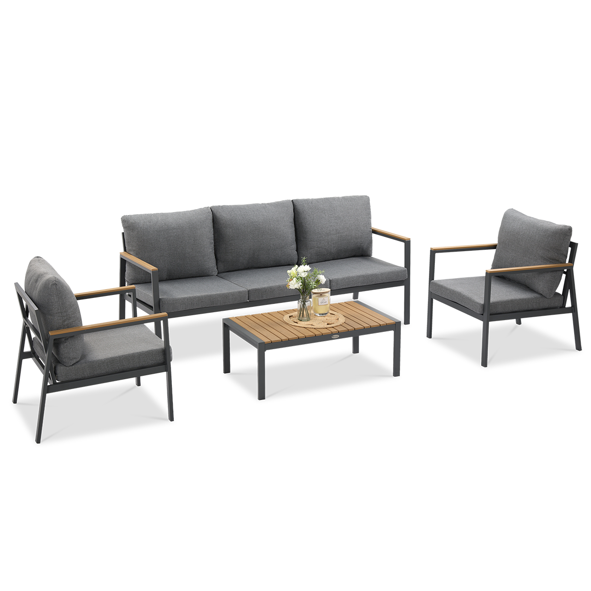 Zestaw mebli ogrodowych EDISON CAFFE Dark Grey - Focus Garden