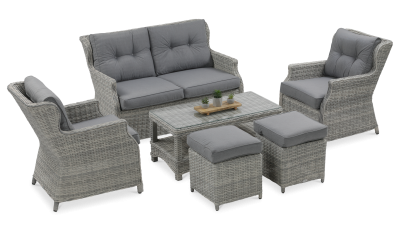 Zestaw meblowy TRIVENTO 2 z pufami w kolorze white grey