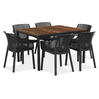 Zestaw ogrodowy ELISA/PORTO 160 cm Graphite Walnut Black Steel - Keter