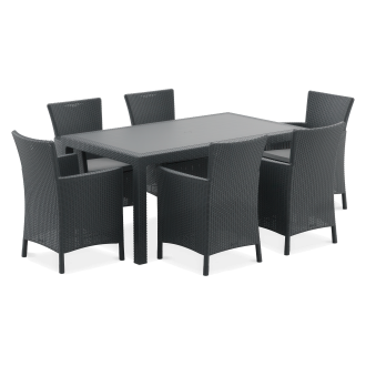 sześcioosobowy zestaw jadalniany iowa/melody graphite - Keter