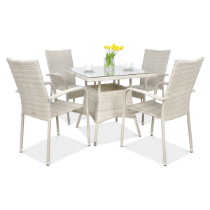 Zestaw ogrodowy technorattan FIESTA/LUGO 4+1 White
