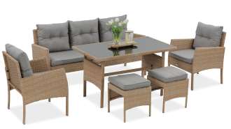 Zestaw technorattanowy CORTINA + PUFY Beige