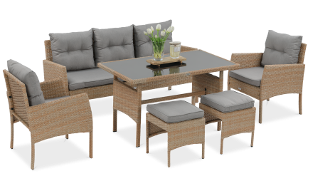 Zestaw technorattanowy CORTINA plus pufy BEIGE