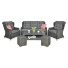 Zestaw technorattanowy TRIVENTO 3 + PUFY Dark Grey