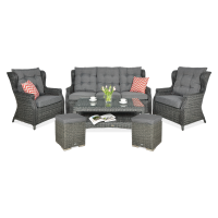 Zestaw technorattanowy TRIVENTO 3 + PUFY Dark Grey