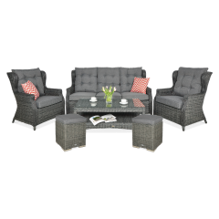 Zestaw technorattanowy TRIVENTO 3 + PUFY Dark Grey