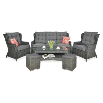 Zestaw technorattanowy TRIVENTO 3 + PUFY Dark Grey