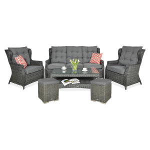 Zestaw technorattanowy TRIVENTO 3 + PUFY Dark Grey