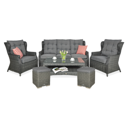 Zestaw technorattanowy TRIVENTO 3 + PUFY Dark Grey