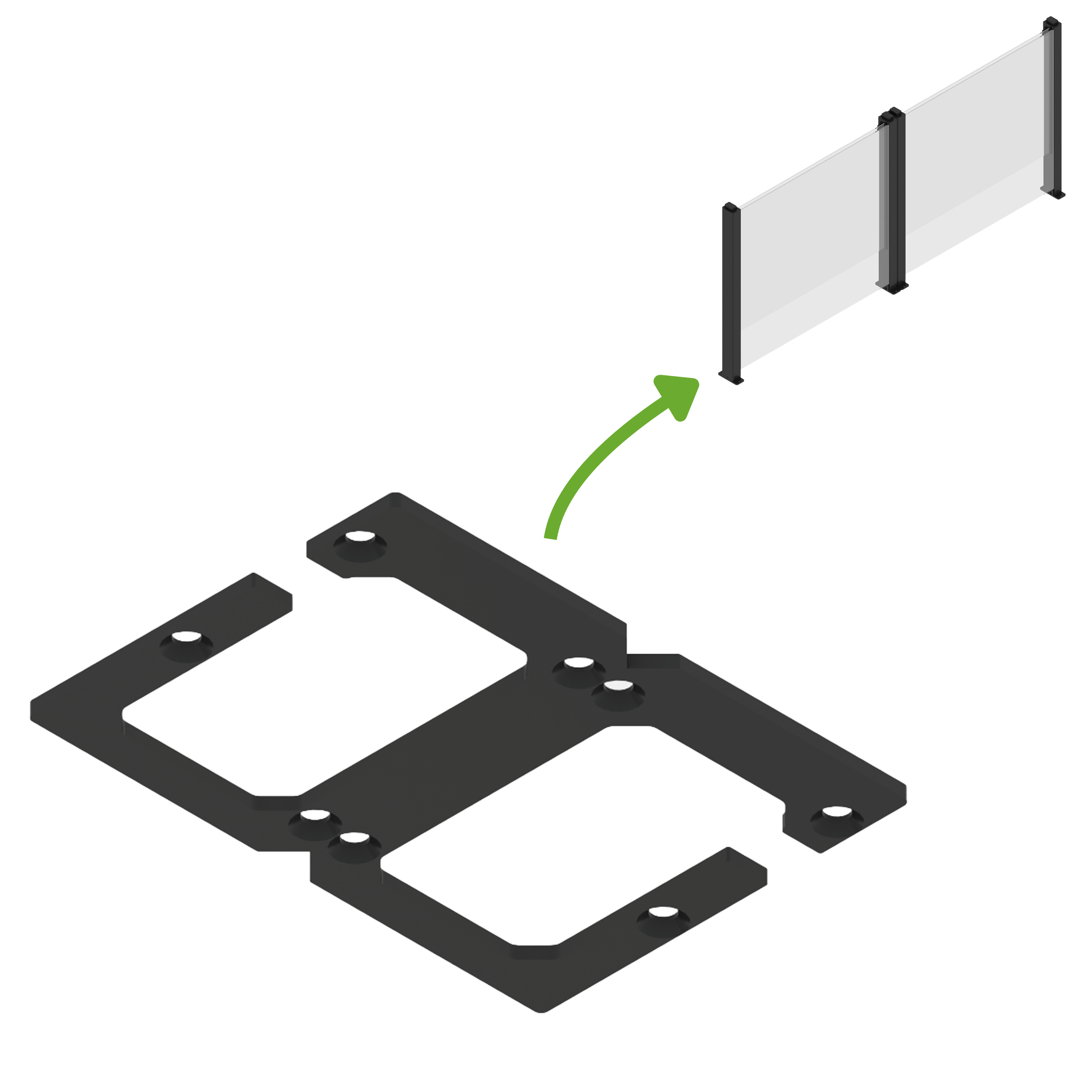 Złącze mocujące równoległe do ogrodzenia szklanego - GUTROOF