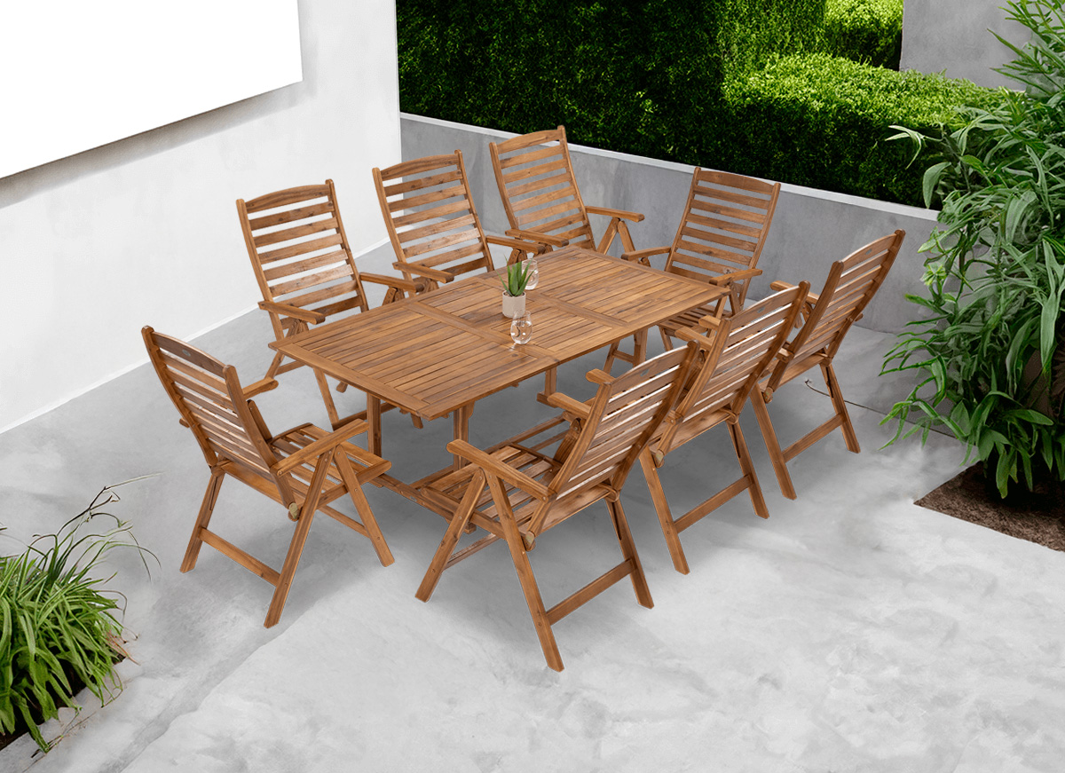 Meble jadalniane drewniane AKADIA DINING 200/8+1 - FOCUS GARDEN