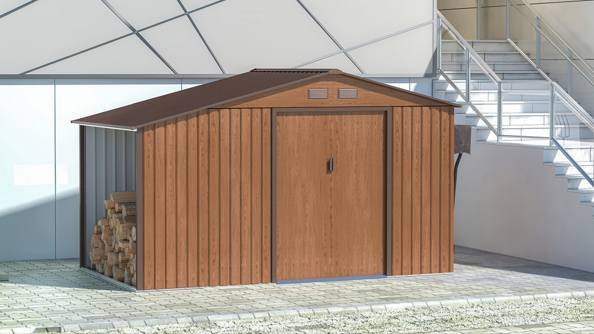 Domek narzędziowy drewutnia MADISON 342x191cm Walnut - HARDMAISTER