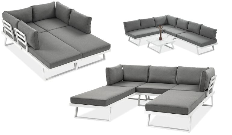 Narożnik modułowy aluminiowy MIDWAY White - FOCUS GARDEN