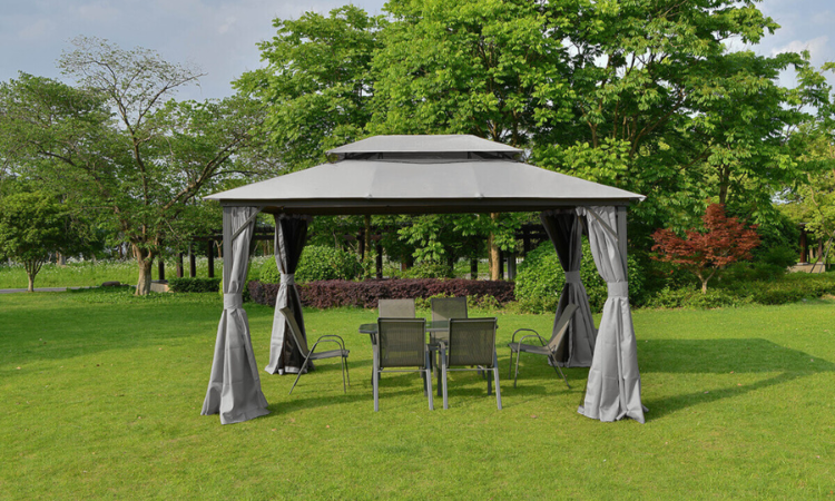 Pawilon do ogrodu z moskitierą i zasłonami VANCOUVER 3x4 Grey - Hardmaister