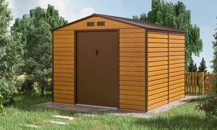 brązowy domek ogrodowy 