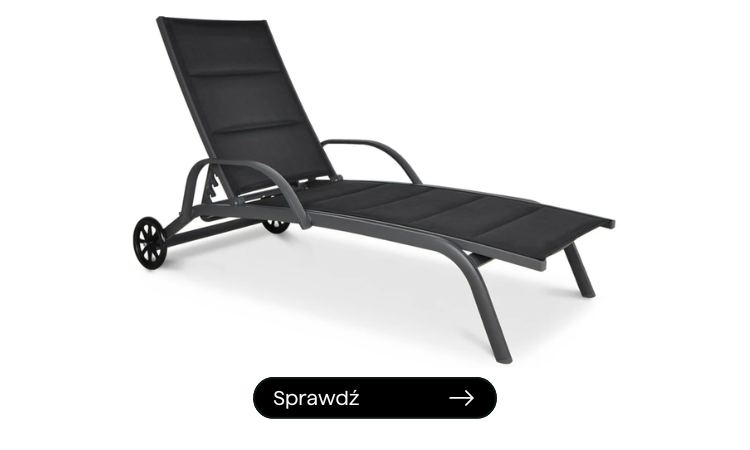 antracytowy leżak plażowy na k&oacute;łkach 