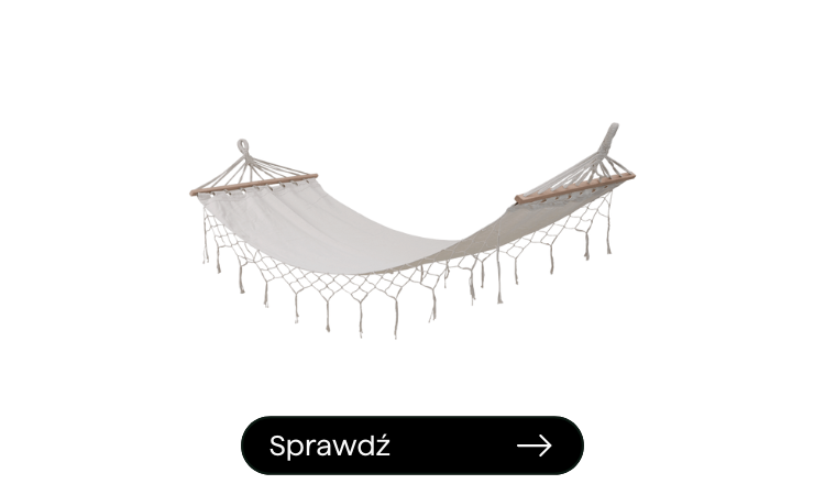 beżowy hamak ogrodowy z bawełny z dekoracyjnymi frędzlami