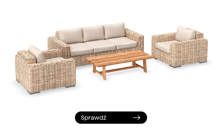 technorattanowe meble ogrodowe dla całej rodziny w kolorze beżowym 