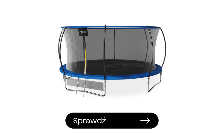 ogrodowa trampolina dla dzieci z siatką zabezpieczającą i drabinką