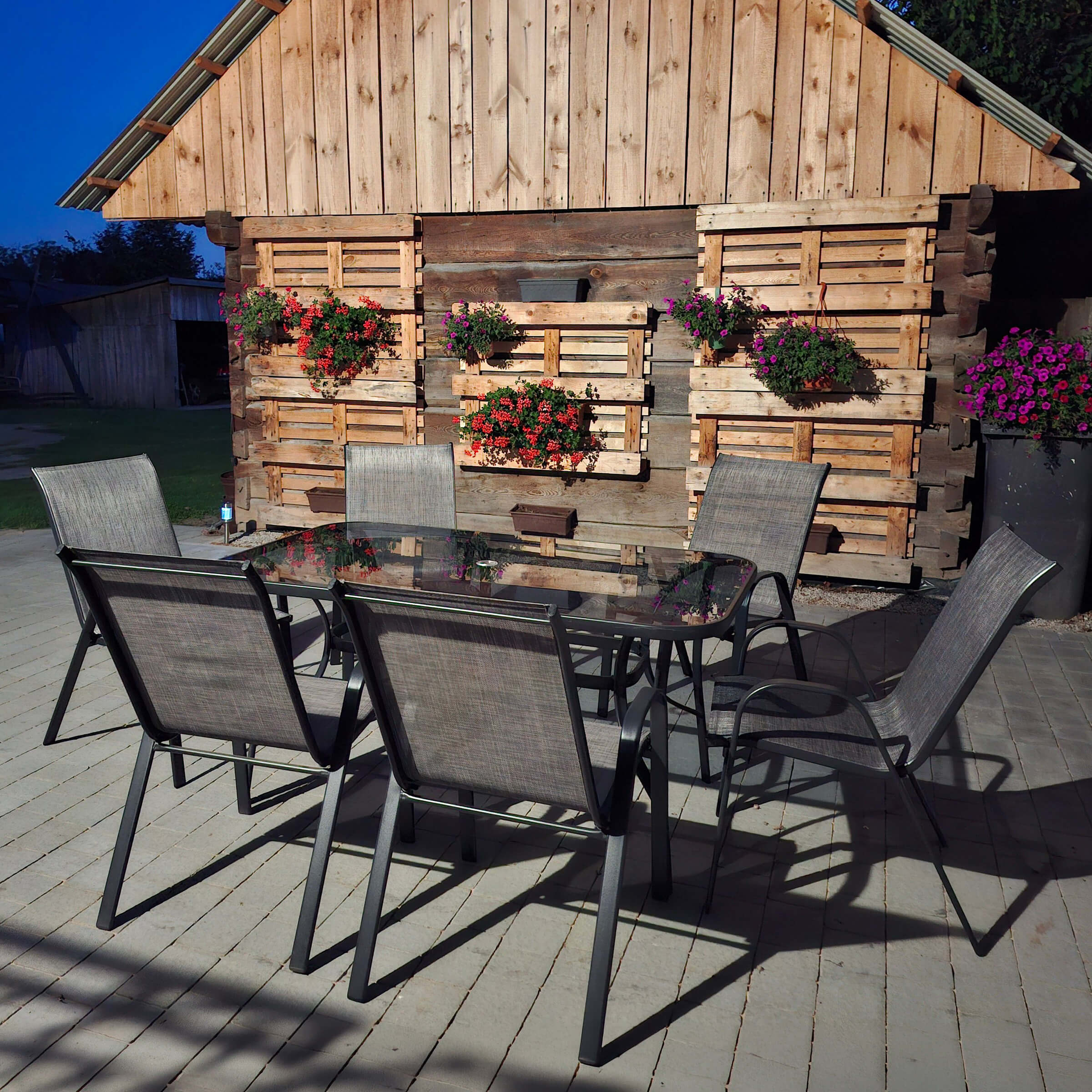 Aranżacja klienta z produktem Zestaw ogrodowy BOLOGNA 150/6 Mixed Grey